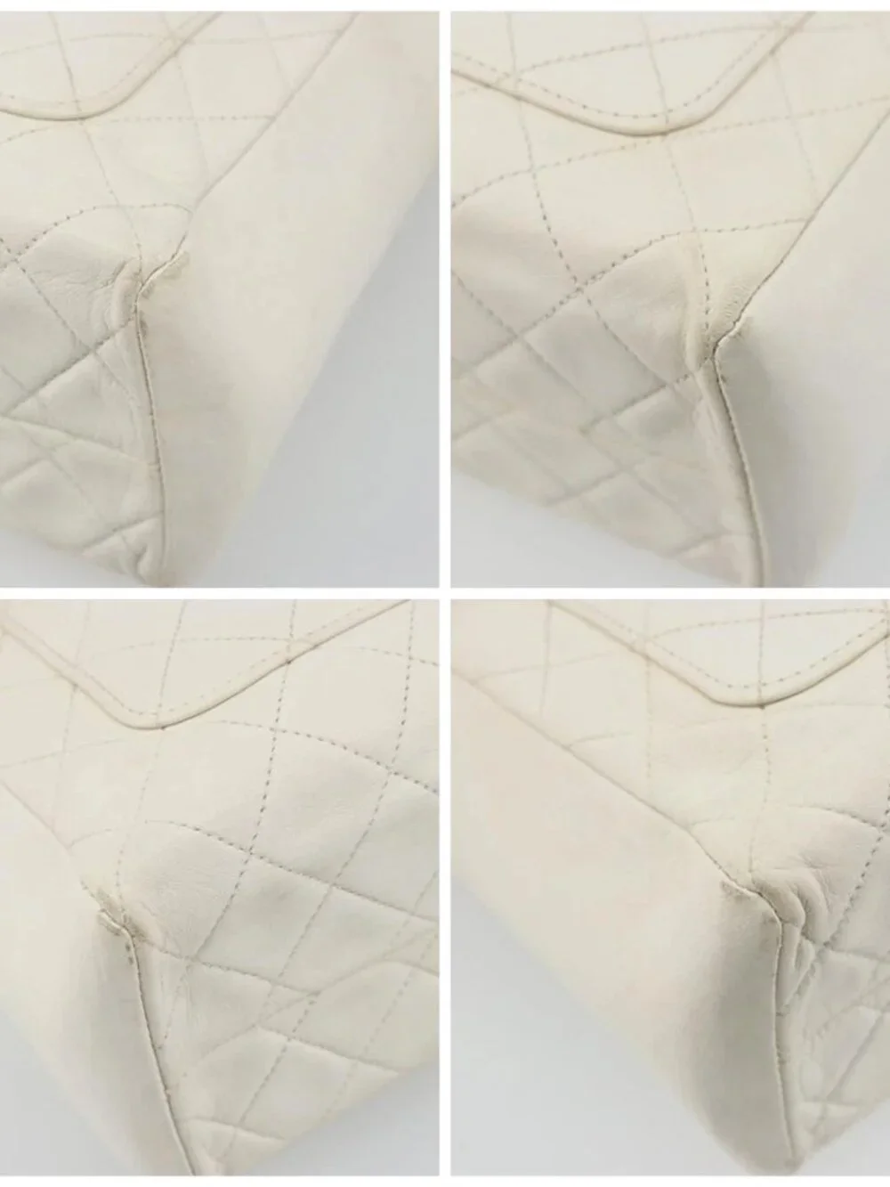 CHANEL Matelasse Hand Bag Canvas White Gold CC Auth 185821A